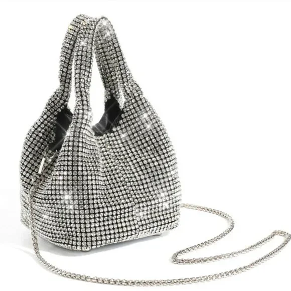 NWT Sparkling Bling SwarovskI Crystal Rhinestone Bucket Bag Shoulder Pur… - Picture 10 of 17